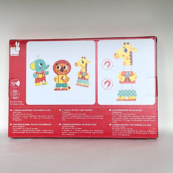 Janod Funny Wooden Magnets 3 Animals -A Day At The Zoo  Brand New - Picture 8 of 9